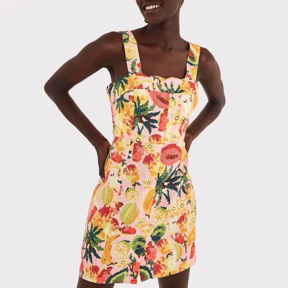 Farm Rio Tropical Fruit Linen Mini Dress